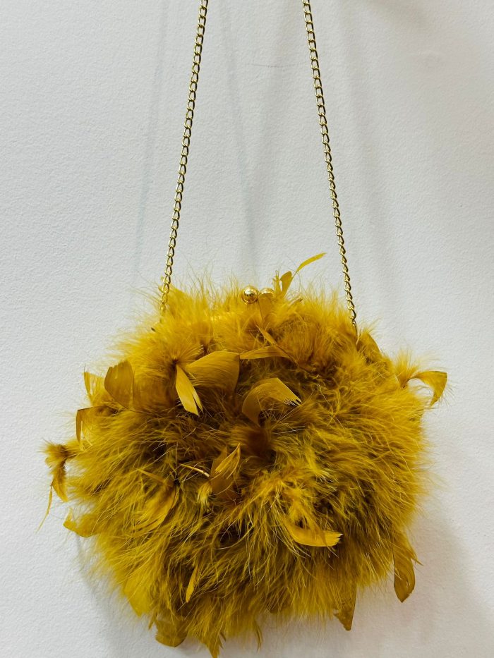 Bolso de Plumas de Marabú Mostaza