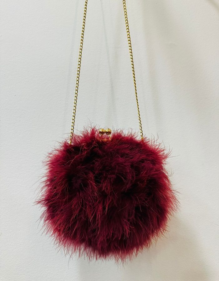 Bolso de Plumas de Marabú Granate