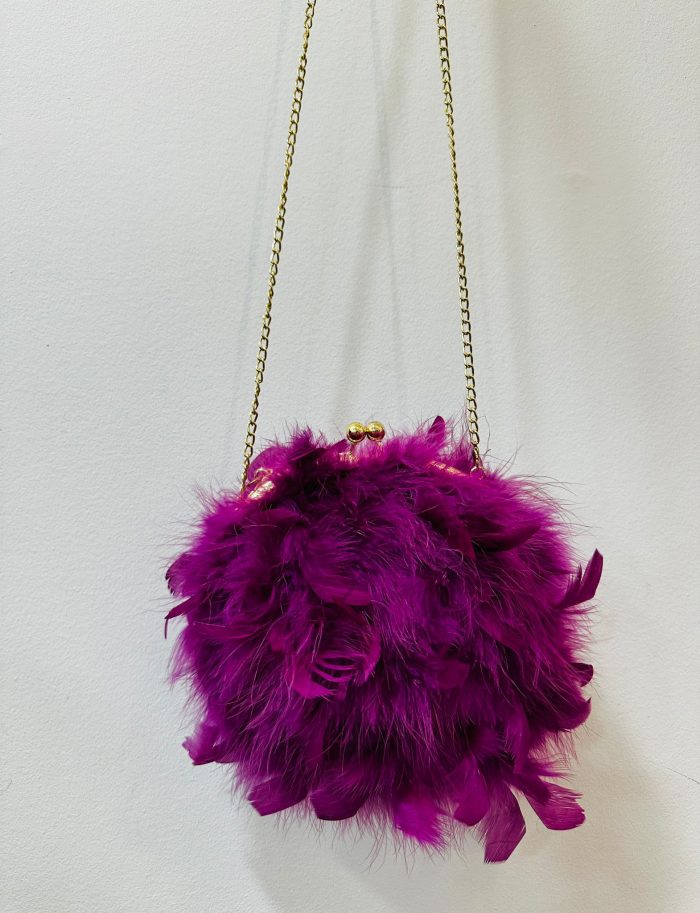 Bolso de Plumas de Marabú Morado