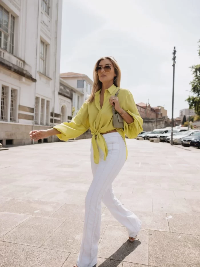 Jeans Color Blanco Roto